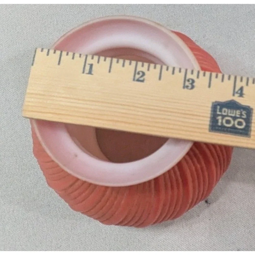 Vintage Cased Glass Lamp Shade Coral Pink Swirl Ribbed Satin Finish 3.25 Fitter